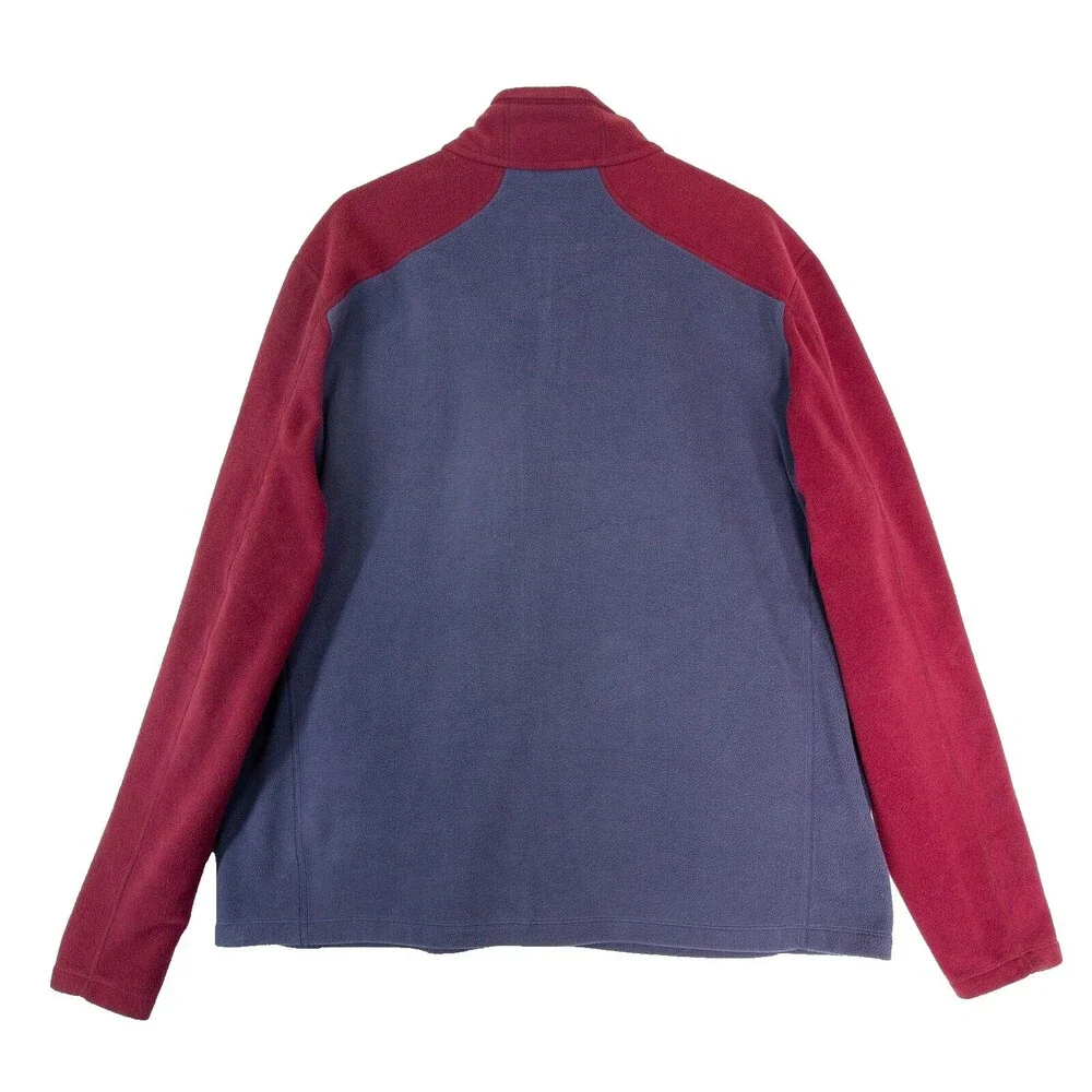 LL Bean Full Zip Fleece Jacket Mock Neck Men's Size XL Burgundy Gray